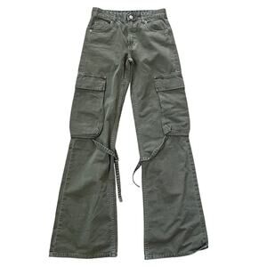 Zara Cargo Pants Straight Leg Green Womens Sz 0 Streetwear